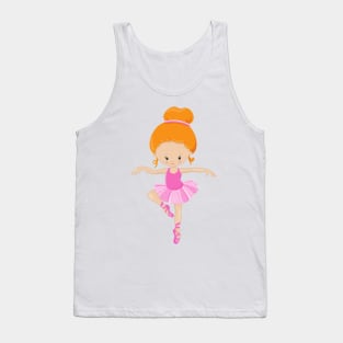 Ballerina, Ballet Girl, Ballet Dance, Orange Hair Tank Top